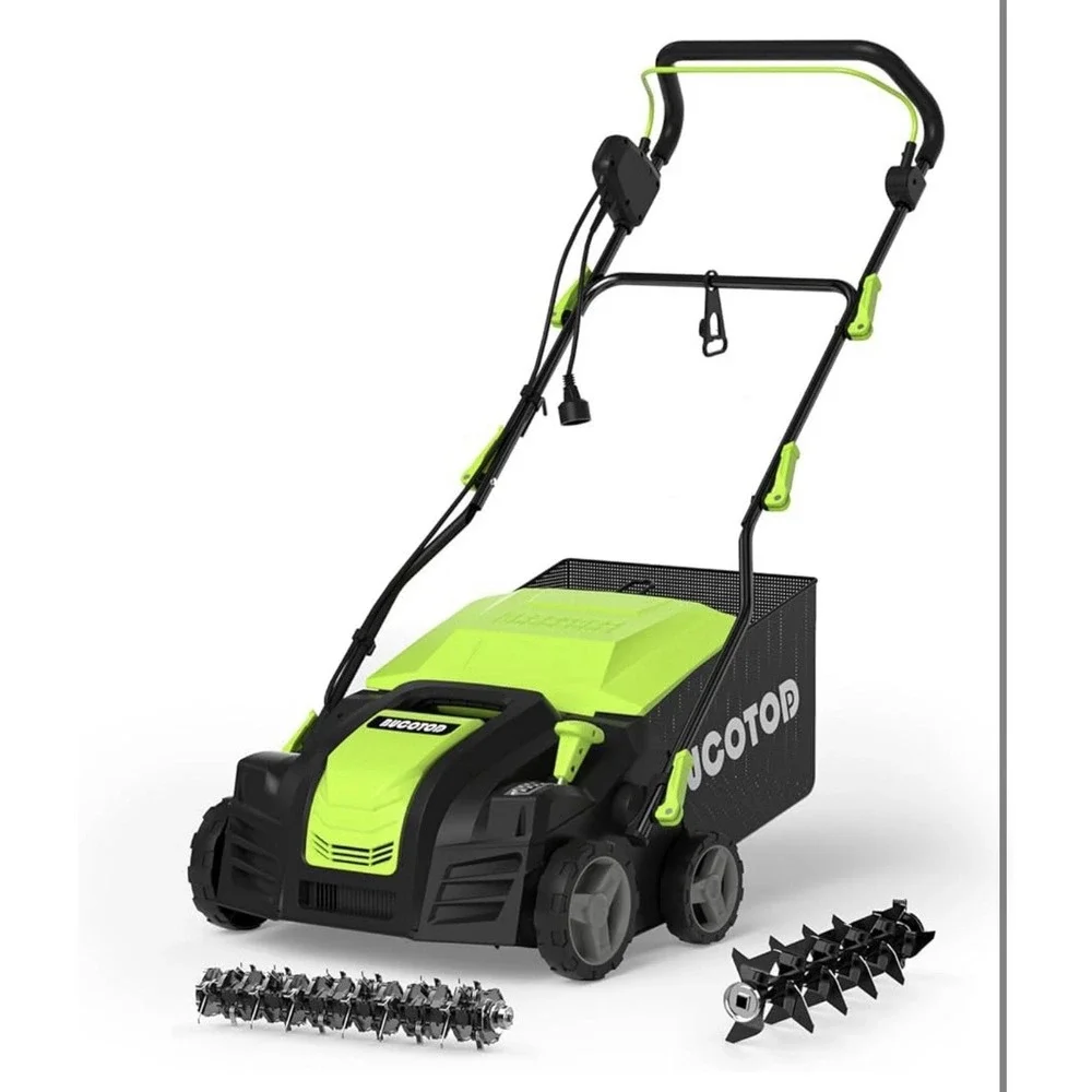 2-In-1 Dethatcher & 16-Inch Scarifier Electric Corded, 15 Amp Bucotod